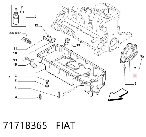 Vedação traseira de cambota de motor 71718365 Fiat/Alfa/Lancia