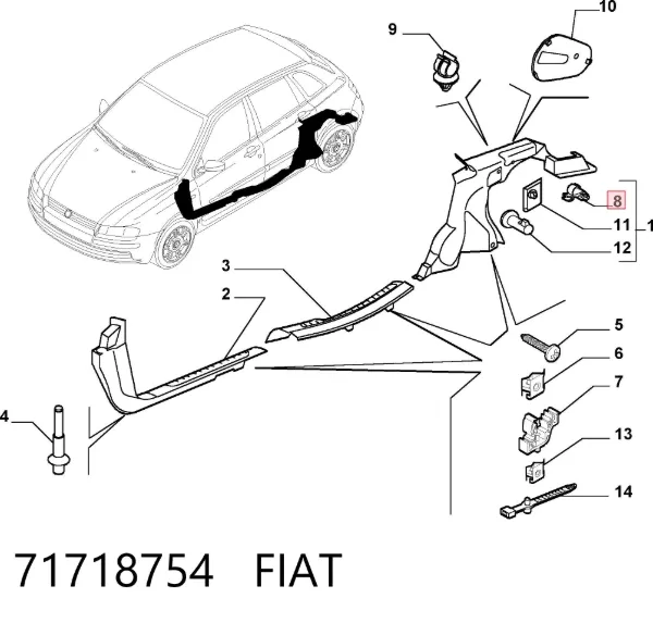 Braçadeira de estante de salão 71718754 Fiat/Alfa/Lancia