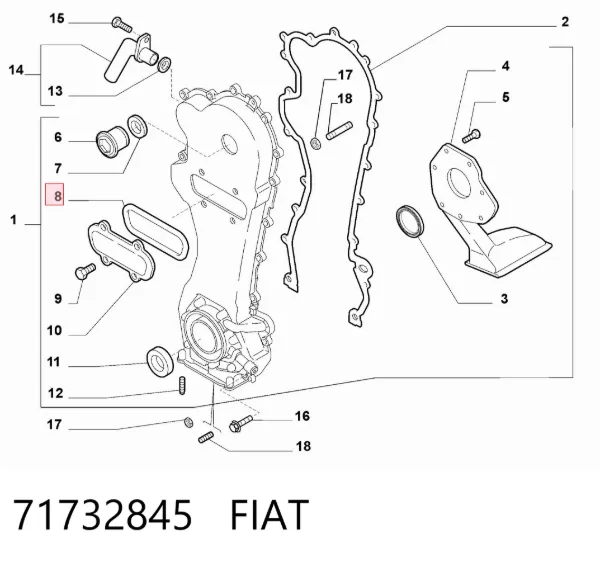 Vedante de bomba de óleo 71732845 Fiat/Alfa/Lancia