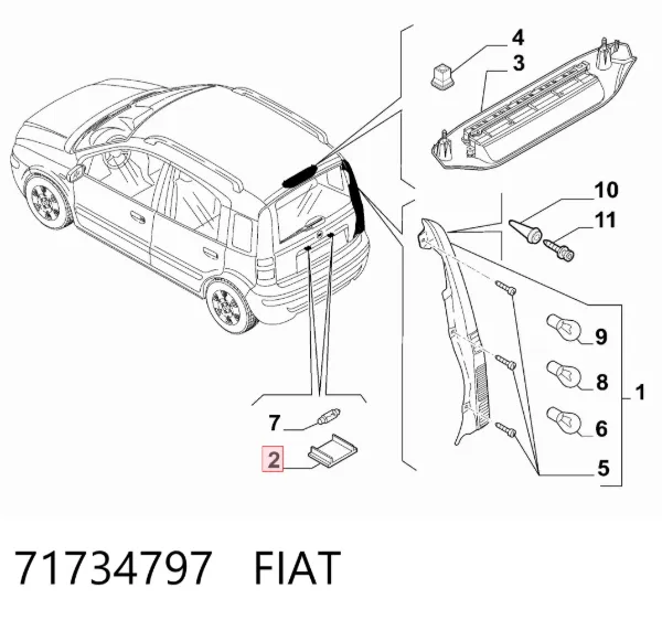 Lanterna da luz de fundo de matrícula traseira 71734797 Fiat/Alfa/Lancia