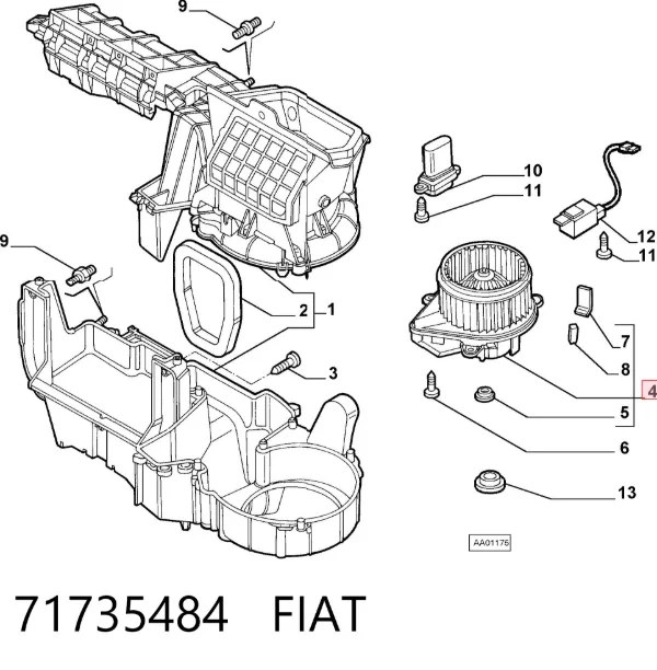 Motor de ventilador de forno (de aquecedor de salão) 71735484 Fiat/Alfa/Lancia