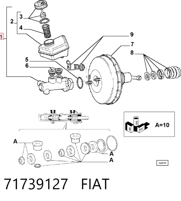 Cilindro mestre do freio 71739127 Fiat/Alfa/Lancia