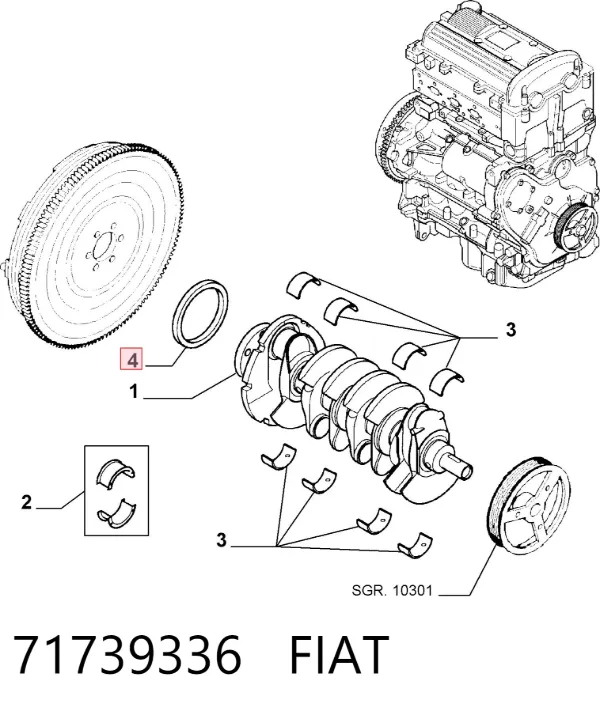 Vedação traseira de cambota de motor 71739336 Fiat/Alfa/Lancia