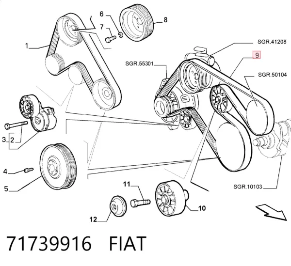 Correia dos conjuntos de transmissão 71739916 Fiat/Alfa/Lancia