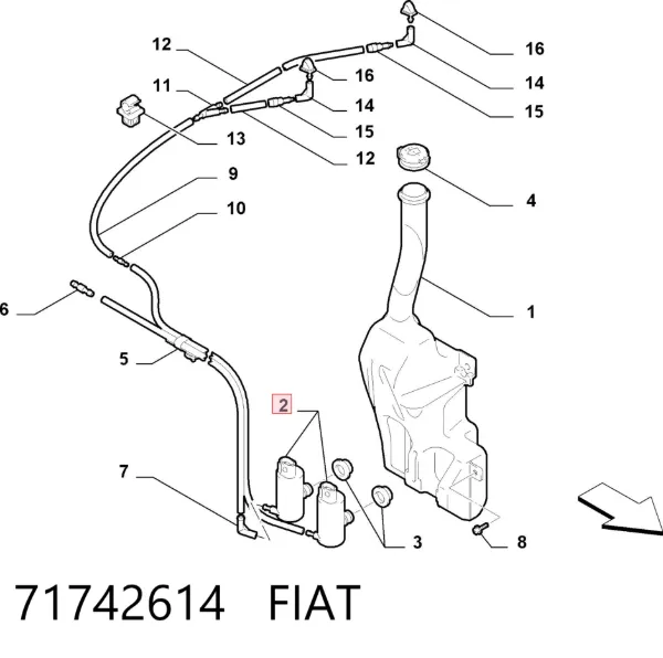 Bomba de motor de fluido para lavador de vidro dianteiro/traseiro 71742614 Fiat/Alfa/Lancia