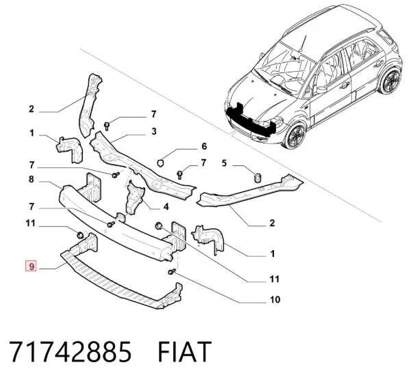 Reforçador do pára-choque dianteiro 71742885 Fiat/Alfa/Lancia