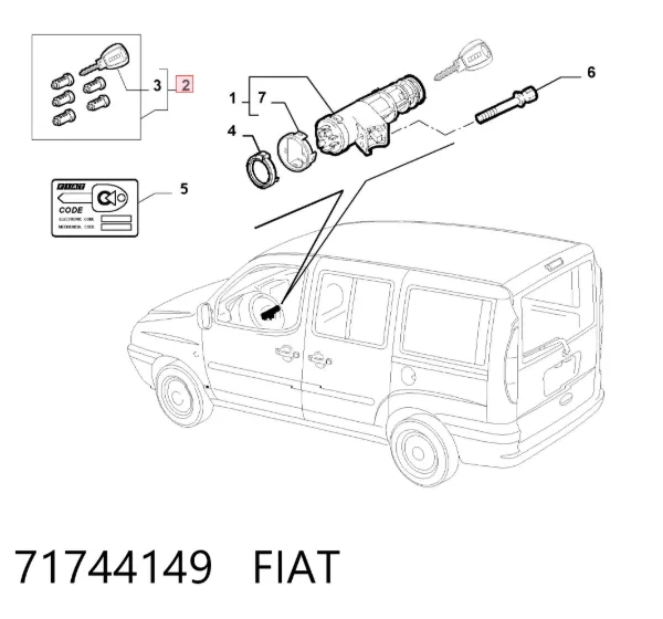 Trinco de fecho de ignição Fiat Doblo I
