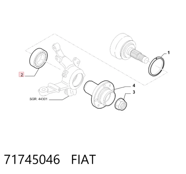 Rolamento de cubo dianteiro 71745046 Fiat/Alfa/Lancia