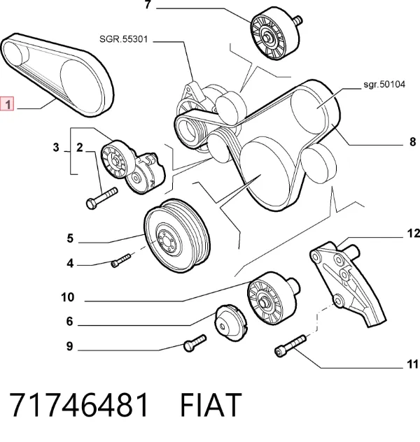 Correia dos conjuntos de transmissão 71746481 Fiat/Alfa/Lancia