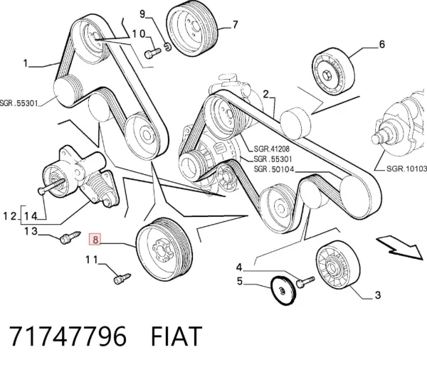Polia de cambota 71747796 Fiat/Alfa/Lancia