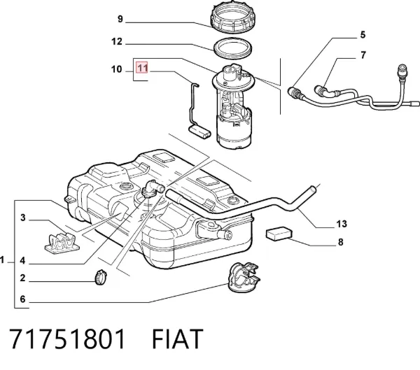 Sensor do nível de combustível no tanque Fiat Doblo I