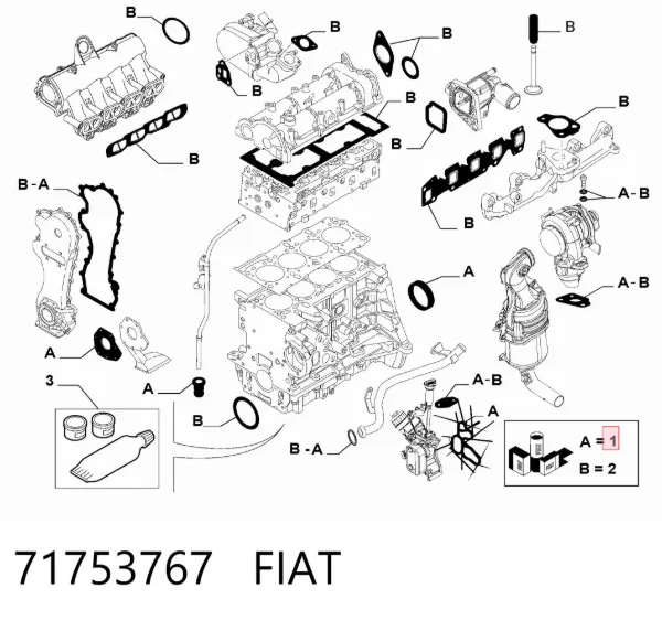 Kit inferior de vedantes de motor 71753767 Fiat/Alfa/Lancia