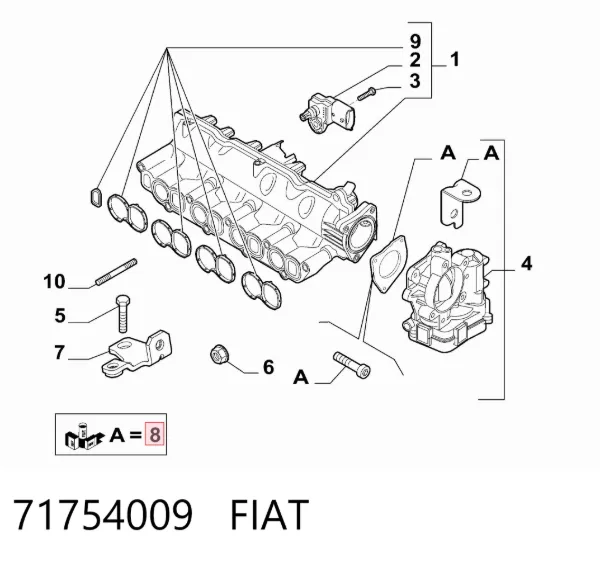 Vedante de tubo coletor de admissão 71754009 Fiat/Alfa/Lancia