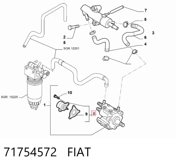 Válvula de regulação de pressão (válvula de redução da Bomba de Combustível de Pressão Alta) Common-Rail-System 71754572 Fiat/Alfa/Lancia
