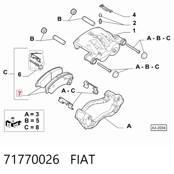 Sapatas do freio dianteiras de disco 71770026 Fiat/Alfa/Lancia