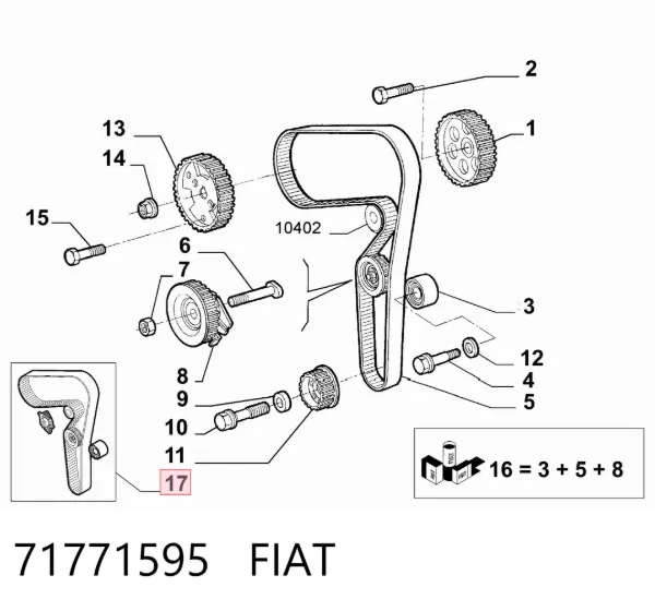 Correia do mecanismo de distribuição de gás, kit 71771595 Fiat/Alfa/Lancia