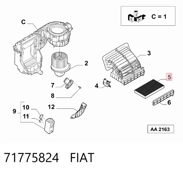 Filtro de salão 71775824 Fiat/Alfa/Lancia