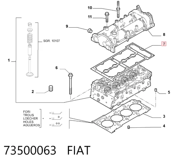 Vedante de tampa de válvulas de motor 73500063 Fiat/Alfa/Lancia