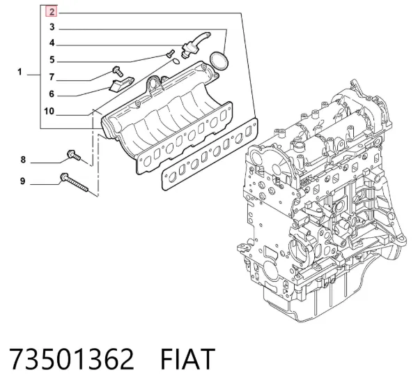 Vedante de tubo coletor de admissão 73501362 Fiat/Alfa/Lancia