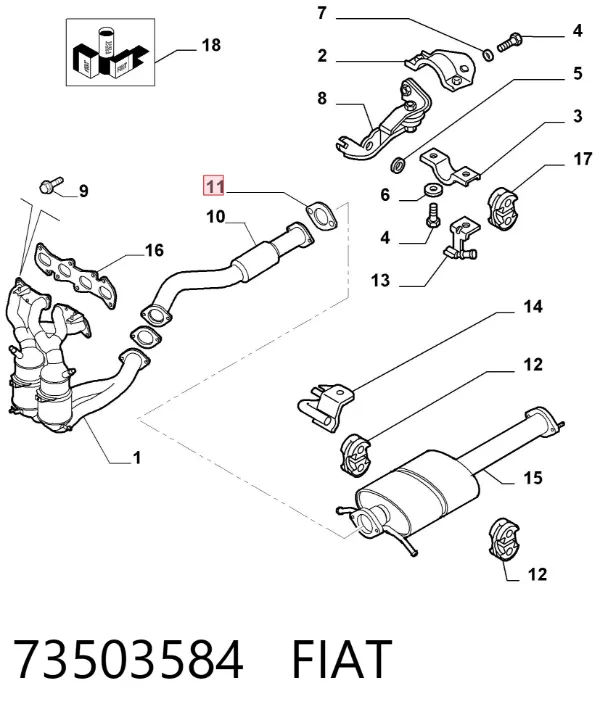 Vedante de tubo de admissão do silenciador 73503584 Fiat/Alfa/Lancia