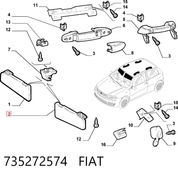 Pala contra o sol 735272574 Fiat/Alfa/Lancia