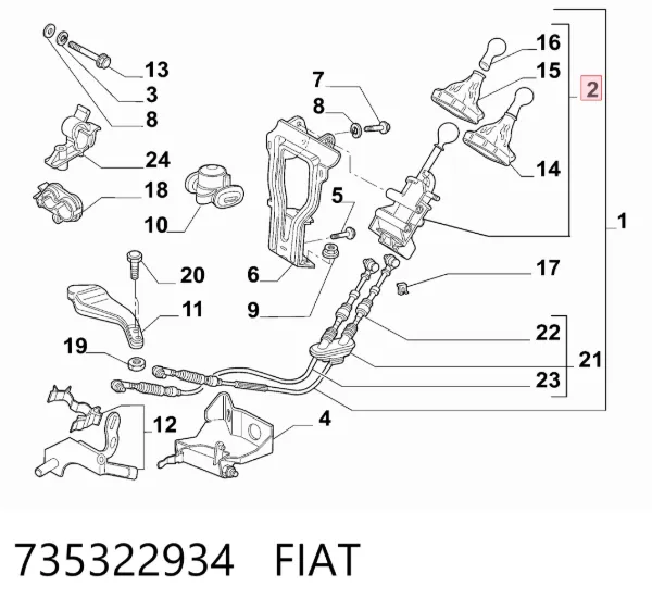 Mecanismo de mudança (ligação) 735322934 Fiat/Alfa/Lancia