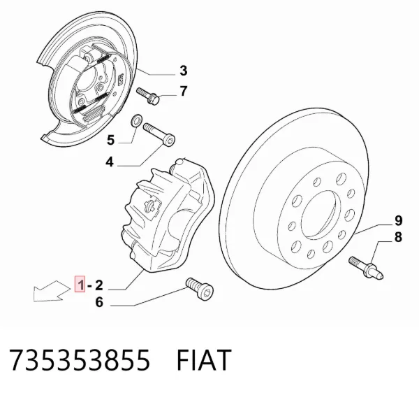 Suporte do freio traseiro esquerdo 735353855 Fiat/Alfa/Lancia