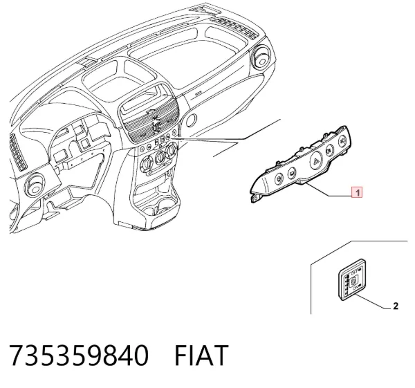 Bloco de botões do console central 735359840 Fiat/Alfa/Lancia