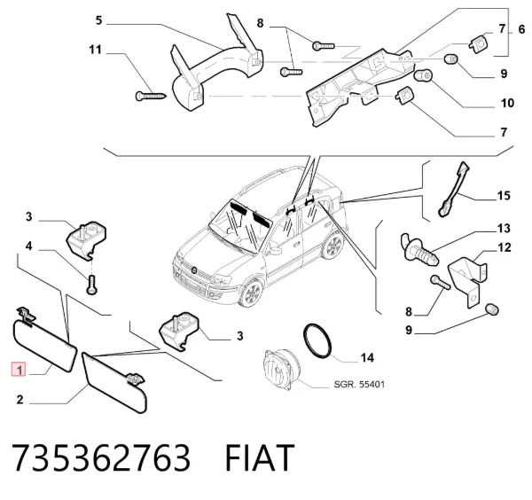 Pala contra o sol 735362763 Fiat/Alfa/Lancia