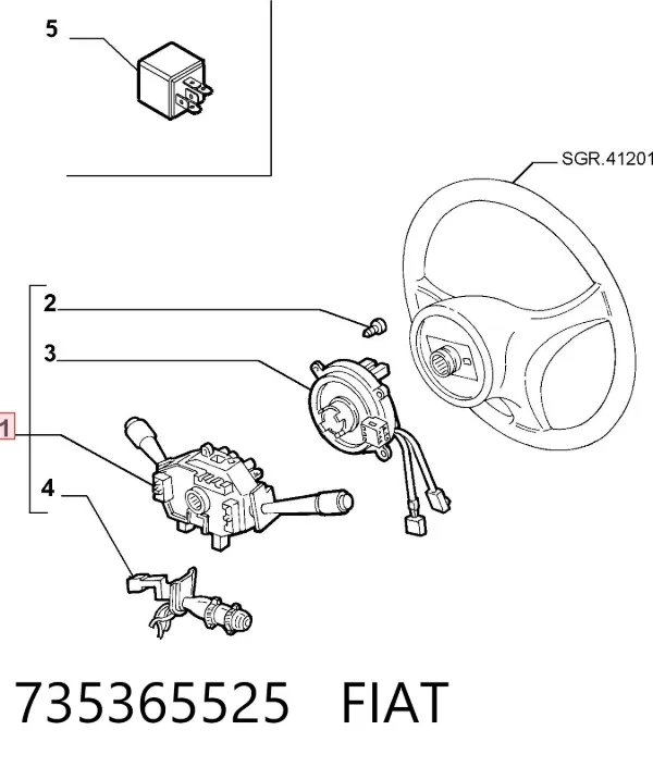 Comutador direito instalado na coluna da direção 735365525 Fiat/Alfa/Lancia