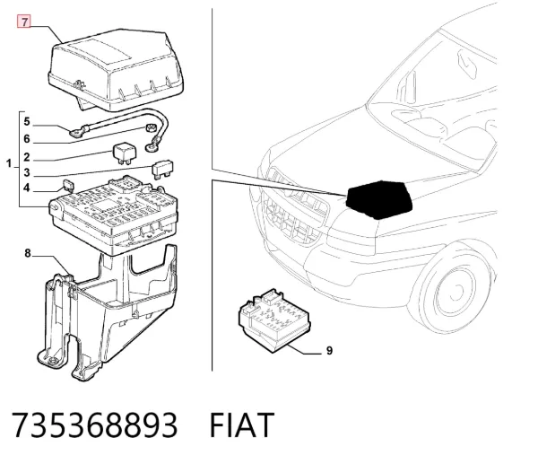 Tampa de unidade de dispositivos de segurança 735368893 Fiat/Alfa/Lancia