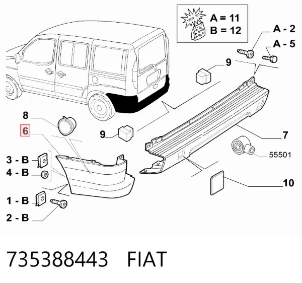 Pára-choque traseiro, parte direita 735388443 Fiat/Alfa/Lancia