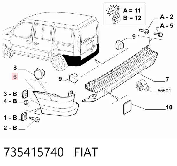 Pára-choque traseiro, parte direita 735415740 Fiat/Alfa/Lancia