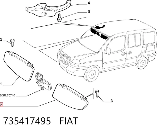 Pala contra o sol Fiat Doblo I
