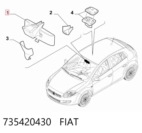 Espelho de salão interno 735420430 Fiat/Alfa/Lancia