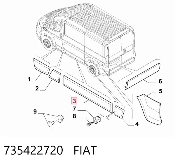 Moldura da porta lateral (deslizante) 735422720 Fiat/Alfa/Lancia