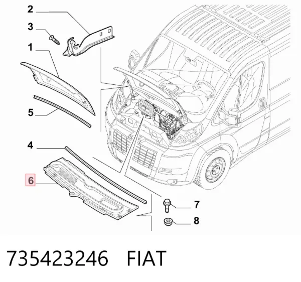 Grelha da capota 735423246 Fiat/Alfa/Lancia