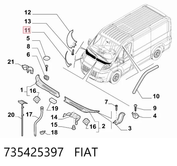 Ripa (placa sobreposta) da luz esquerda 735425397 Fiat/Alfa/Lancia