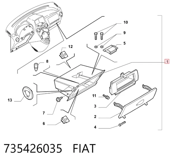 Caixa para porta-luvas (porta-luvas) 735426035 Fiat/Alfa/Lancia