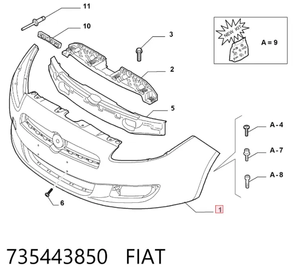 Pára-choque dianteiro 735443850 Fiat/Alfa/Lancia
