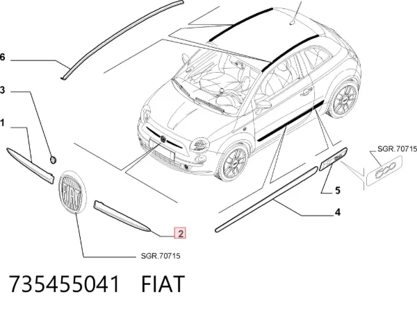 Moldura de grelha do radiador esquerdo 735455041 Fiat/Alfa/Lancia