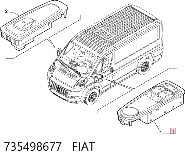 Unidade de botões dianteira esquerda de controlo de elevador de vidro 735498677 Fiat/Alfa/Lancia