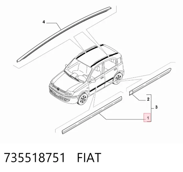 Moldura da porta dianteira esquerda 735518751 Fiat/Alfa/Lancia