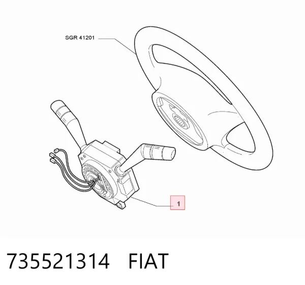 Comutador instalado na coluna da direção, montado 735521314 Fiat/Alfa/Lancia