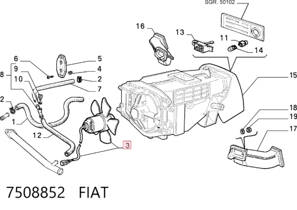 Motor de ventilador de forno (de aquecedor de salão) 7508852 Fiat/Alfa/Lancia