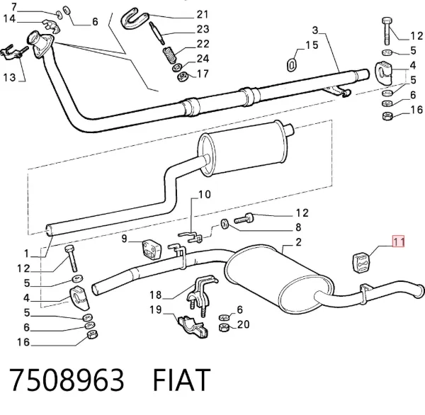 Coxim de fixação do silenciador 7508963 Fiat/Alfa/Lancia