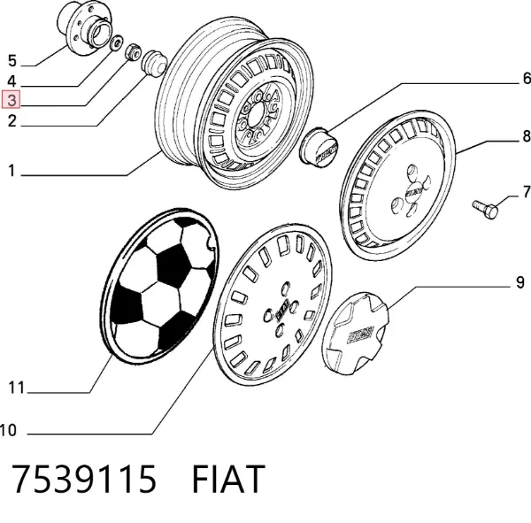 Porca de cubo traseiro 7539115 Fiat/Alfa/Lancia