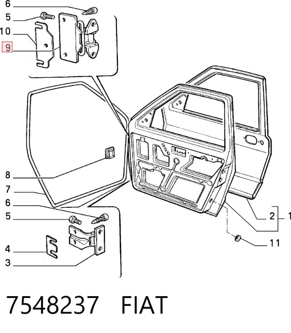 Gozno da porta dianteira direita 7548237 Fiat/Alfa/Lancia