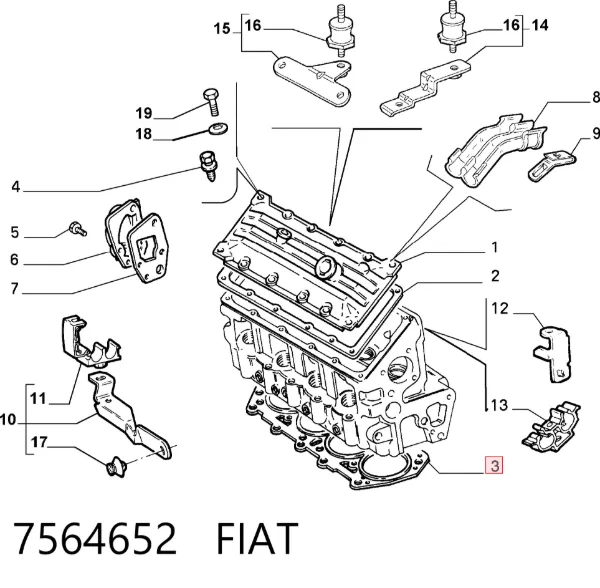 Vedante de cabeça de motor (CBC) 7564652 Fiat/Alfa/Lancia