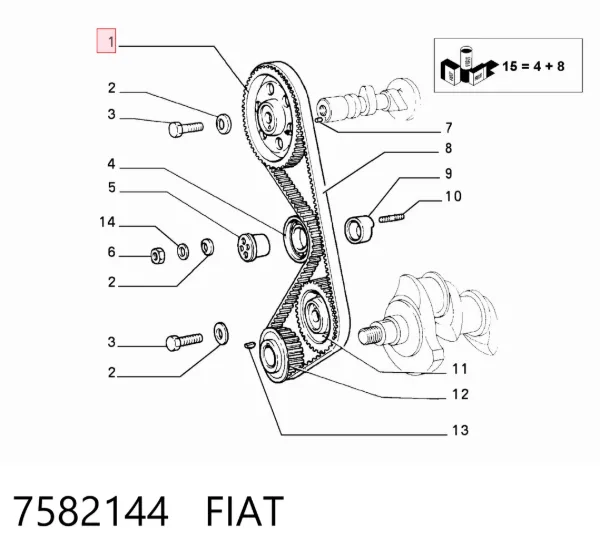 Engrenagem de cadeia da roda dentada da árvore distribuidora de motor 7582144 Fiat/Alfa/Lancia